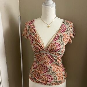 Elegant Floral V-Neck Blouse